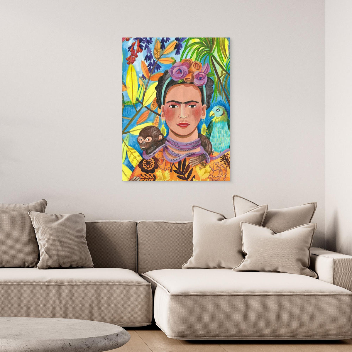 Canvas Print - Frida and her Parrots by Caroline Bonne Müller
