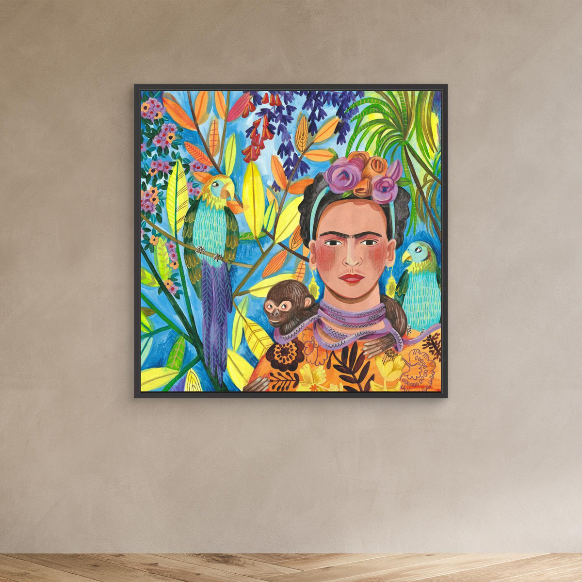Canvas Print - Frida and her Parrots by Caroline Bonne Müller