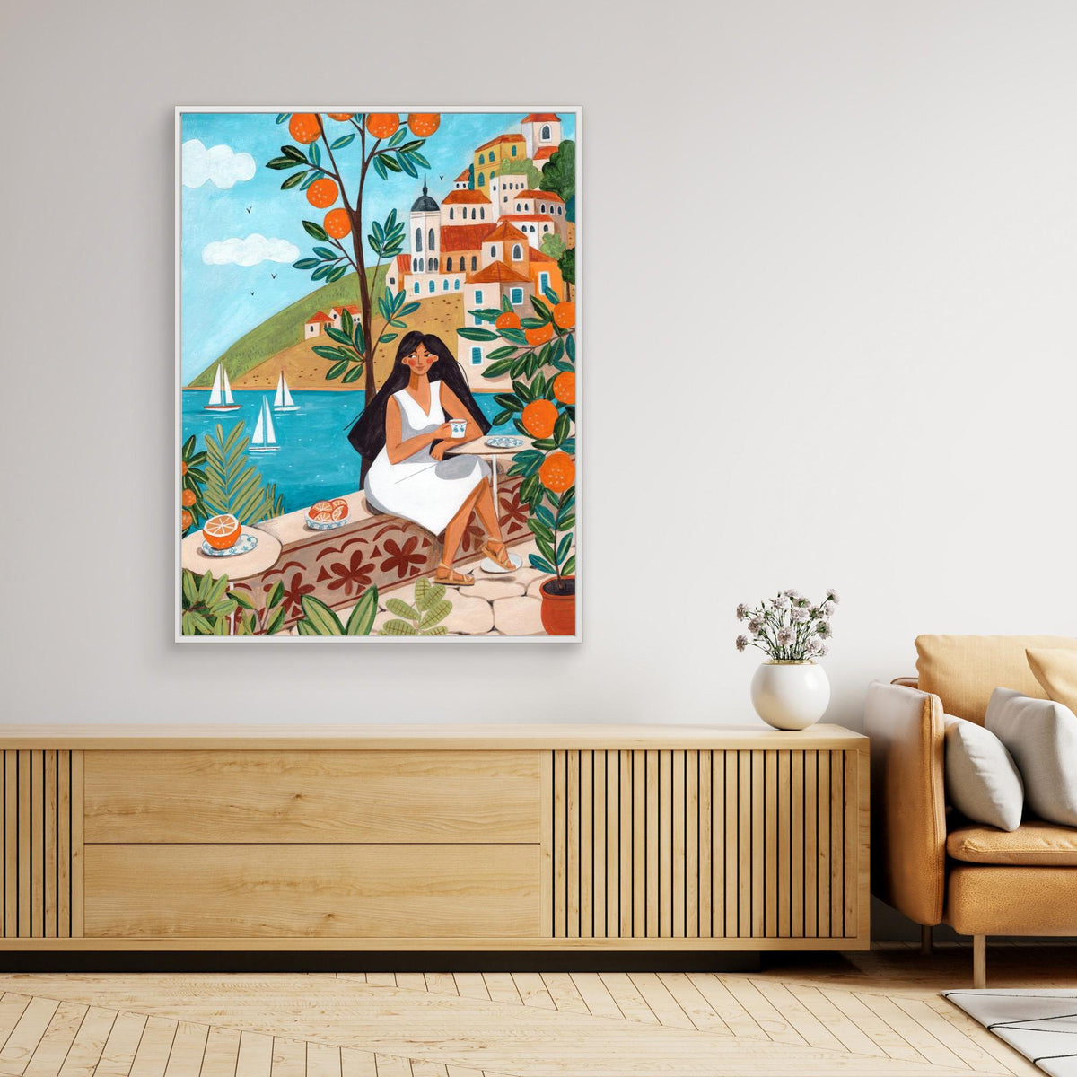 Canvas Print - Woman on the Mediterranean Coast by Caroline Bonne Müller