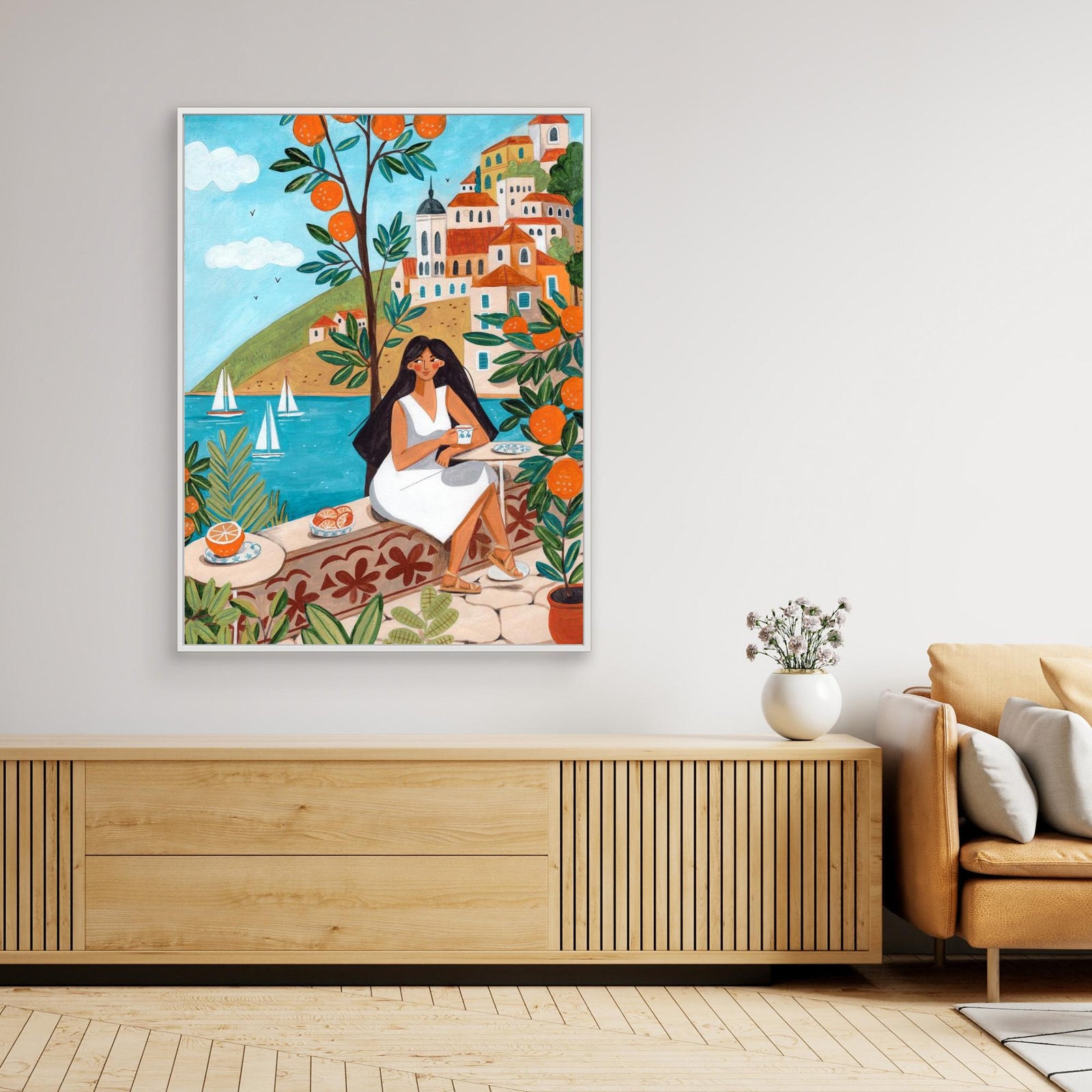 Canvas Print - Woman on the Mediterranean Coast by Caroline Bonne Müller