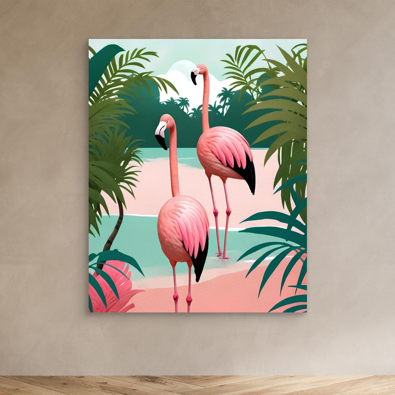 Canvas Print - Tropical Flamingo Paradise by Kintsugi99