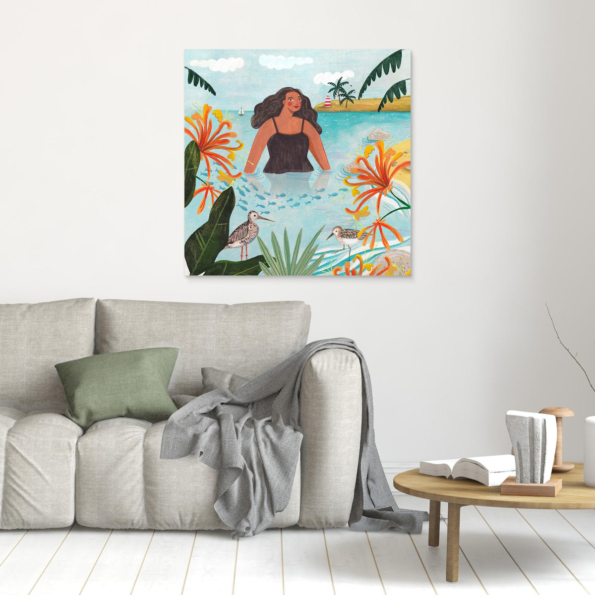 Canvas Print - Walking in the Sea by Caroline Bonne Müller