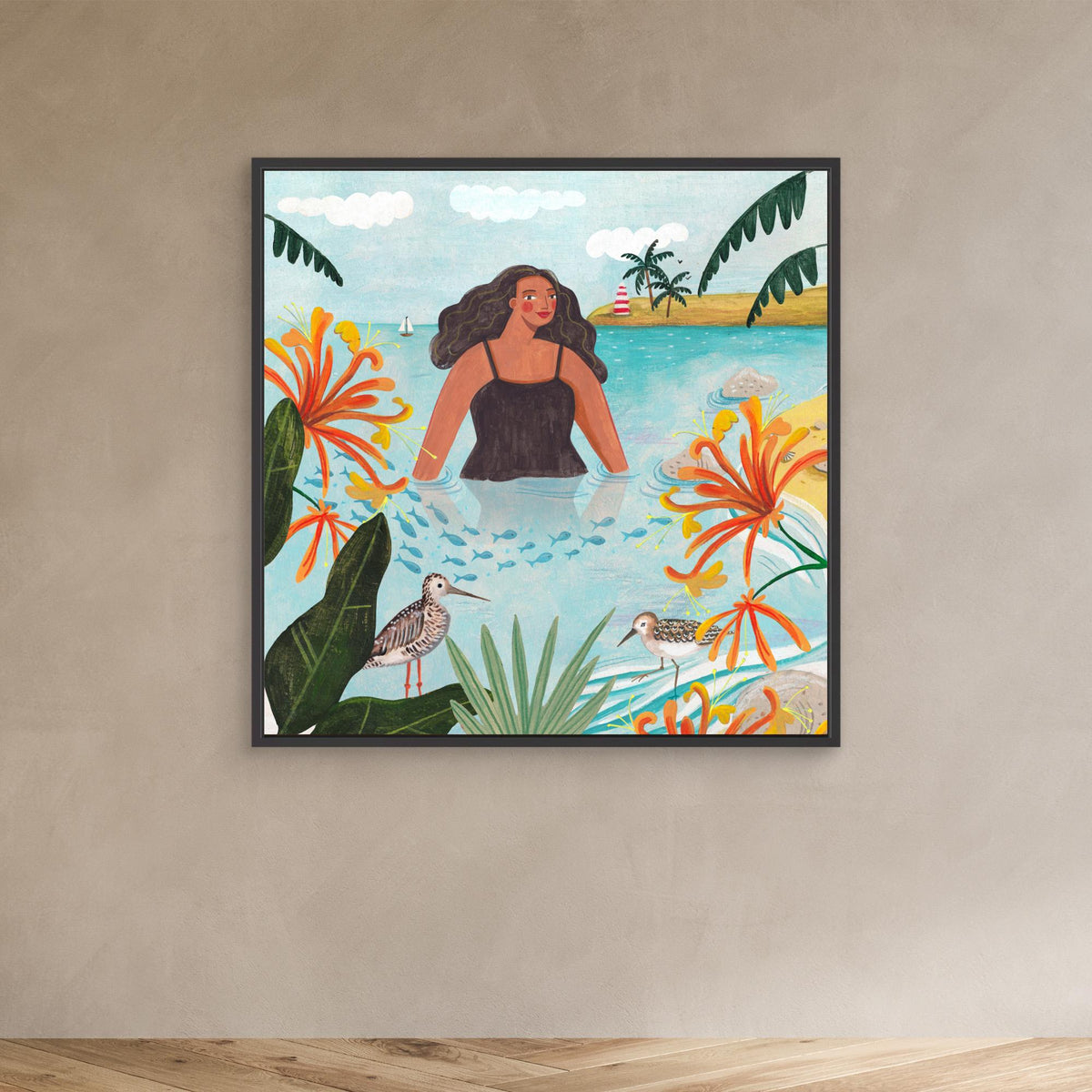 Canvas Print - Walking in the Sea by Caroline Bonne Müller