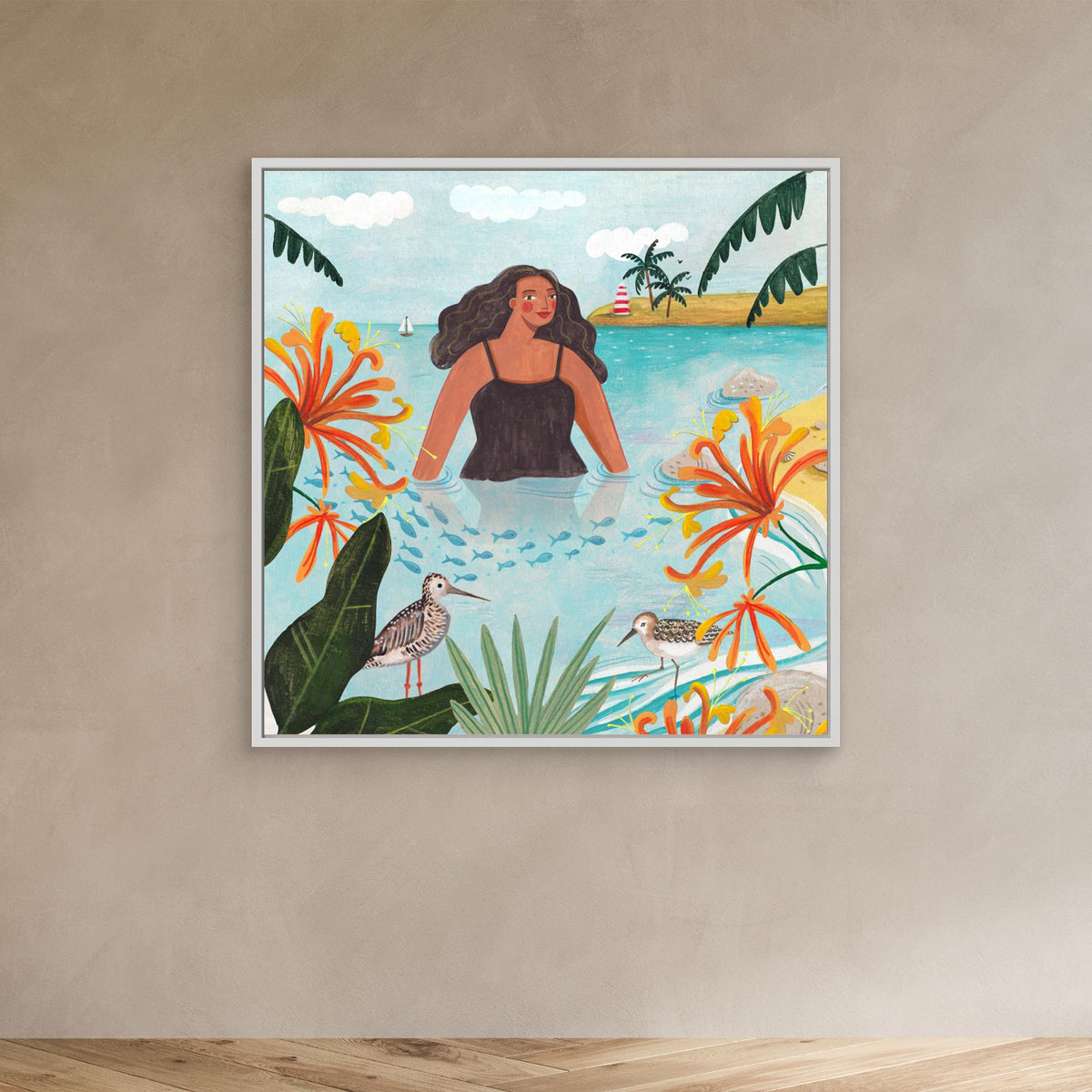 Canvas Print - Walking in the Sea by Caroline Bonne Müller