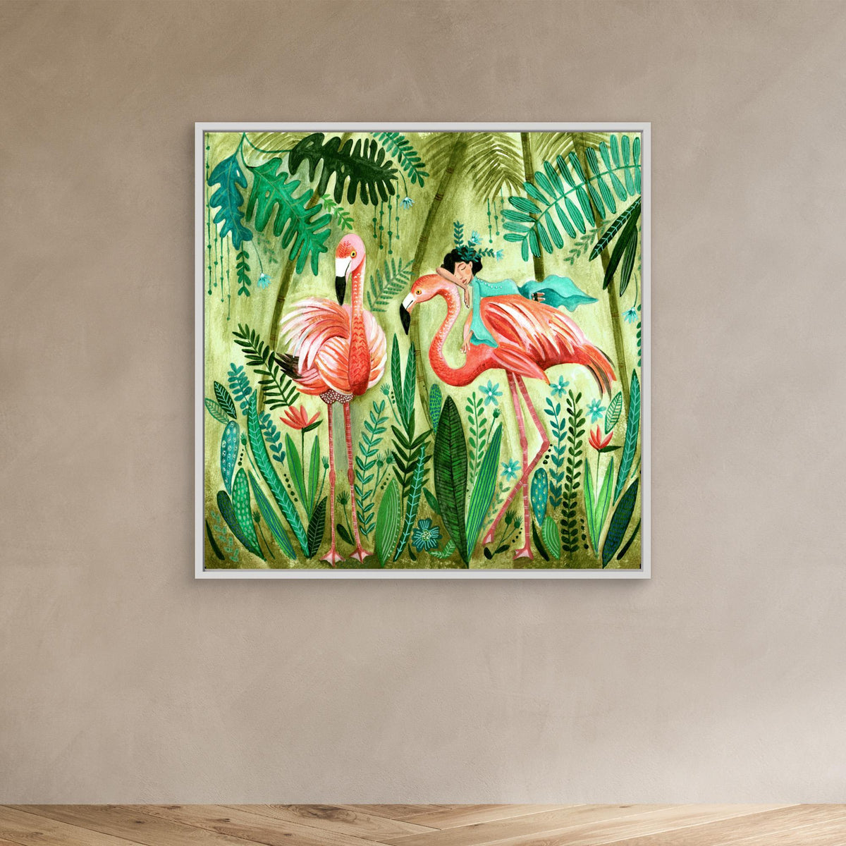Canvas Print - Flamingo Jungle by Caroline Bonne Müller