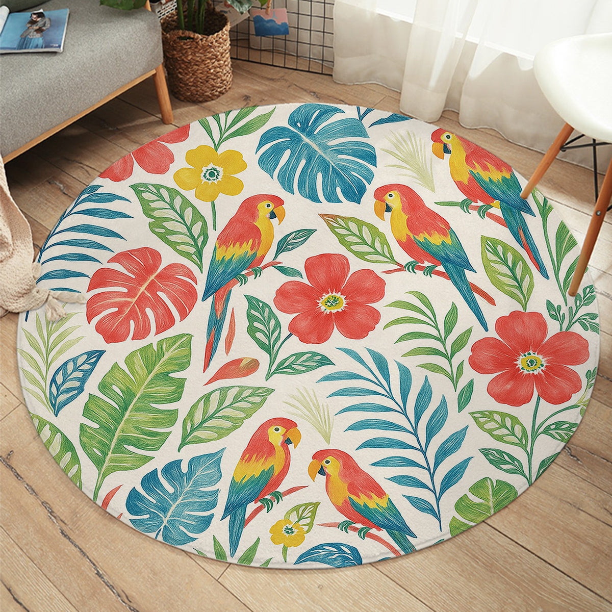 Classic Tropical Round Area Rug