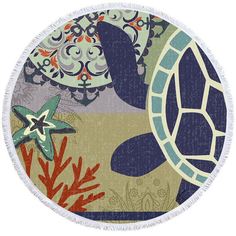 Sea Turtle Passion Round Beach Towel