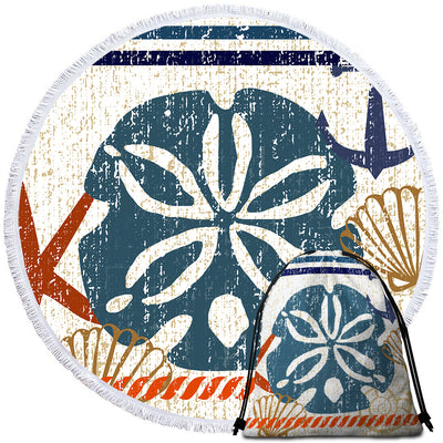 Beachy Sand Dollar Round Beach Towel