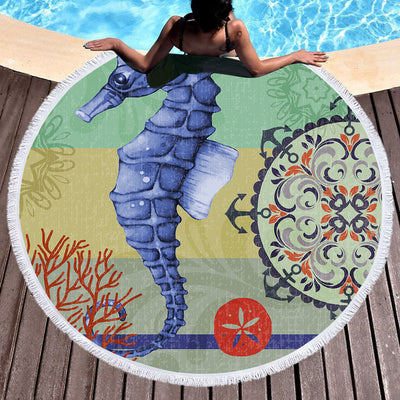 Seahorse Passion Round Beach Towel