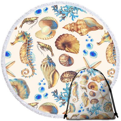 Seashells Round Beach Towel