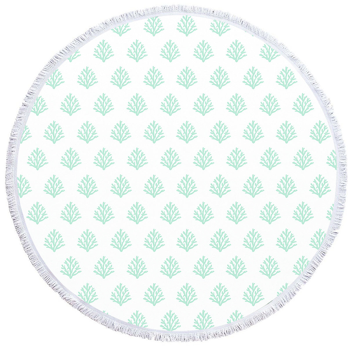 Coral Mint Round Beach Towel
