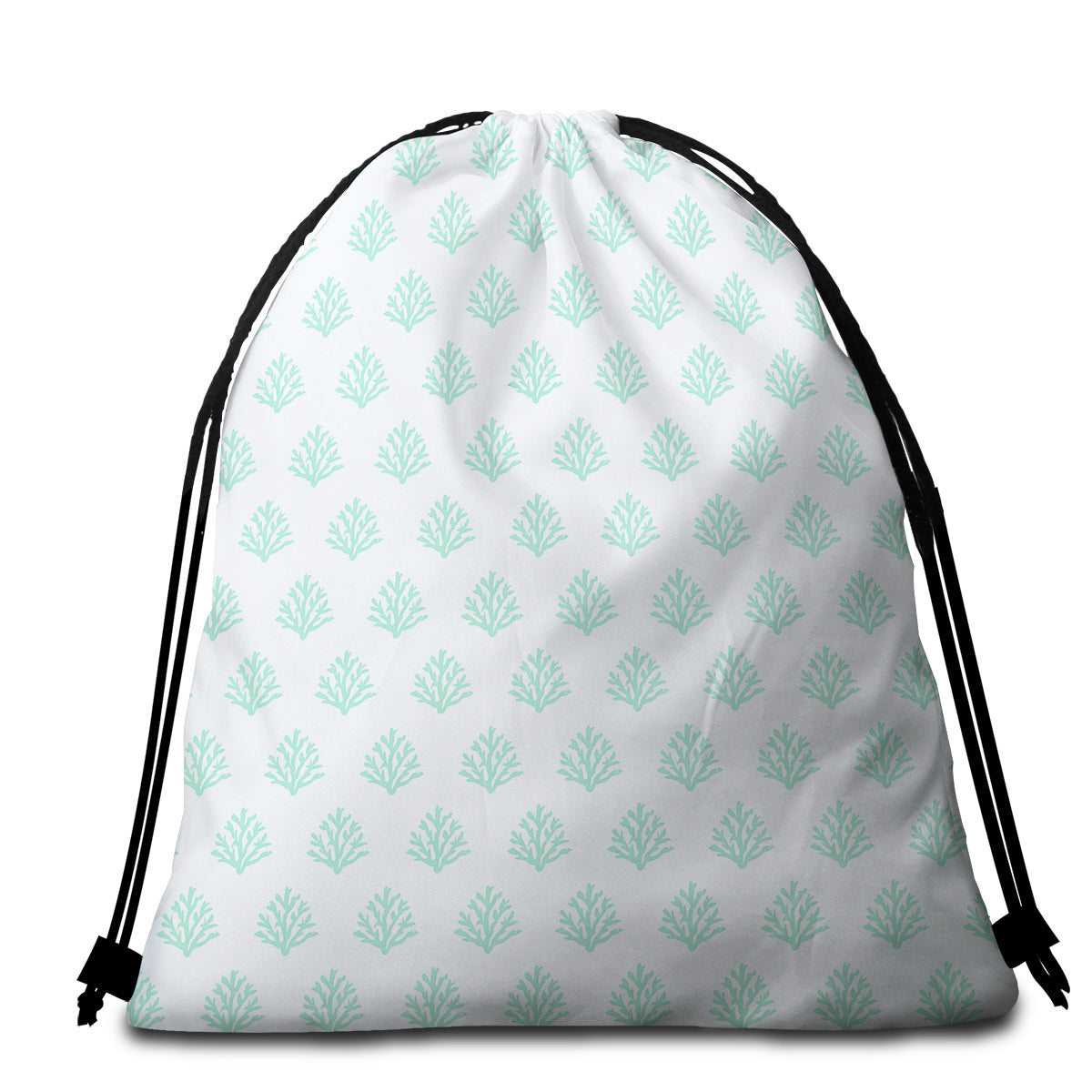 Coral Mint Round Beach Towel