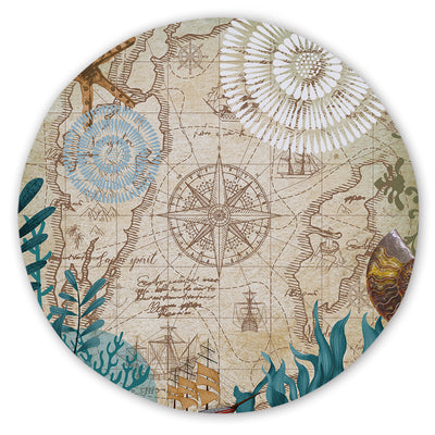 Nautical Chart Round Area Rug