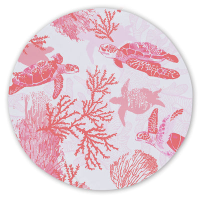 Red Coral Wonders Round Area Rug