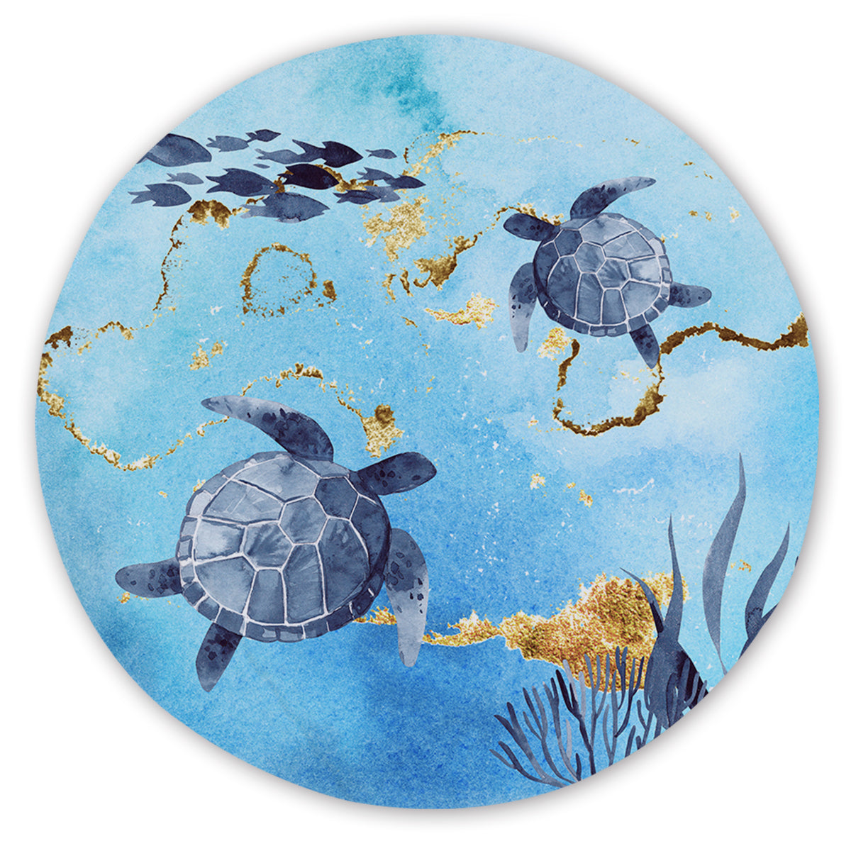 Golden Sea Turtle Bay Round Area Rug