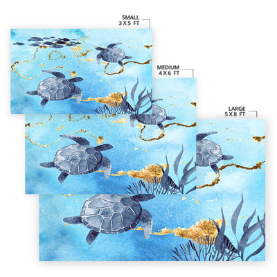 Golden Sea Turtle Bay Area Rug