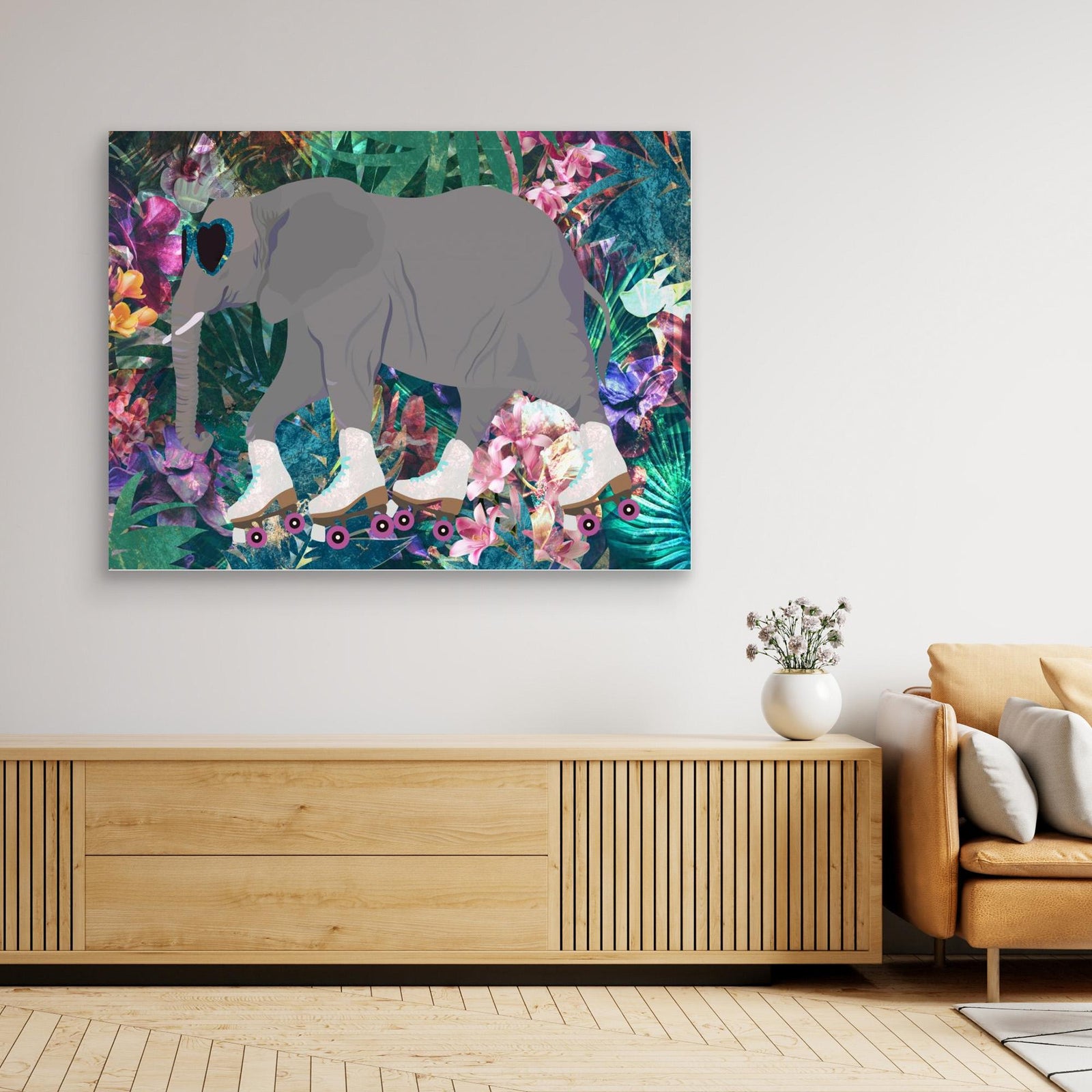 Canvas Print - Elephant Rollerskating in the Jungle by Sarah Manovski