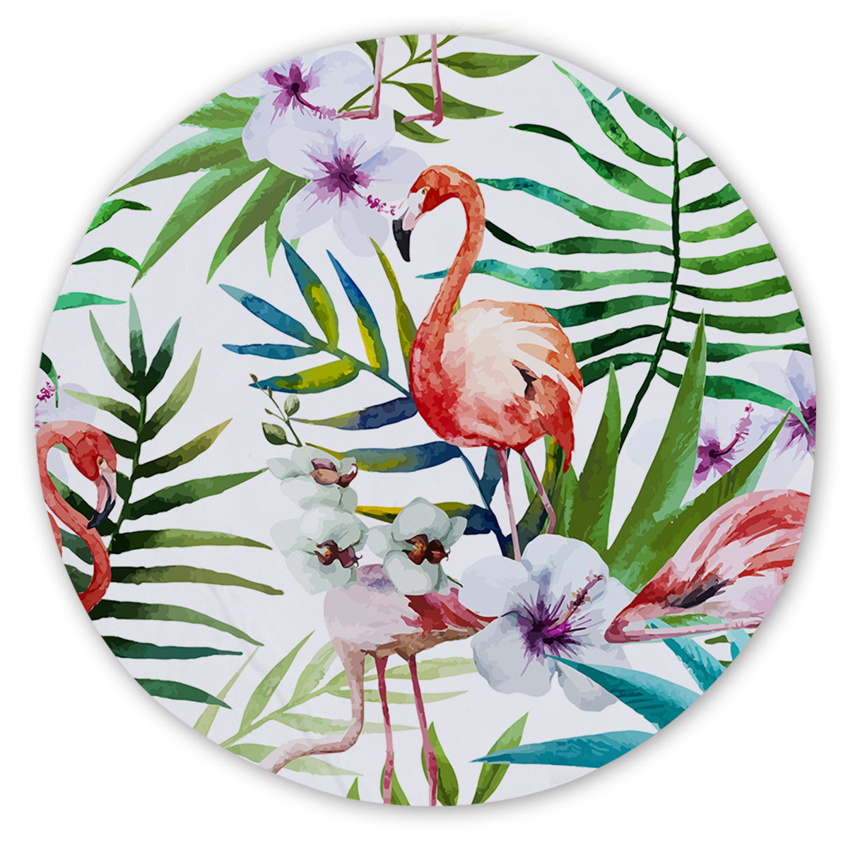 Flamingo Tropics Round Sand-Free Towel