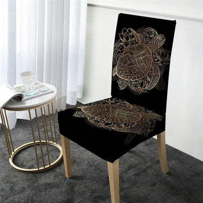 Sea Turtle and Lotus Chair Cover