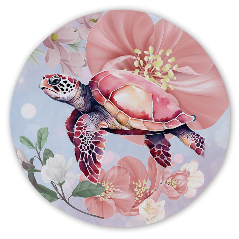 Turtle Blossoms Round Area Rug