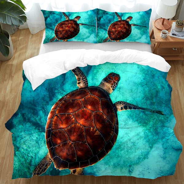 Sea Turtles Coastal 4-Pc. Printed shops Queen Sheet Set Bedding