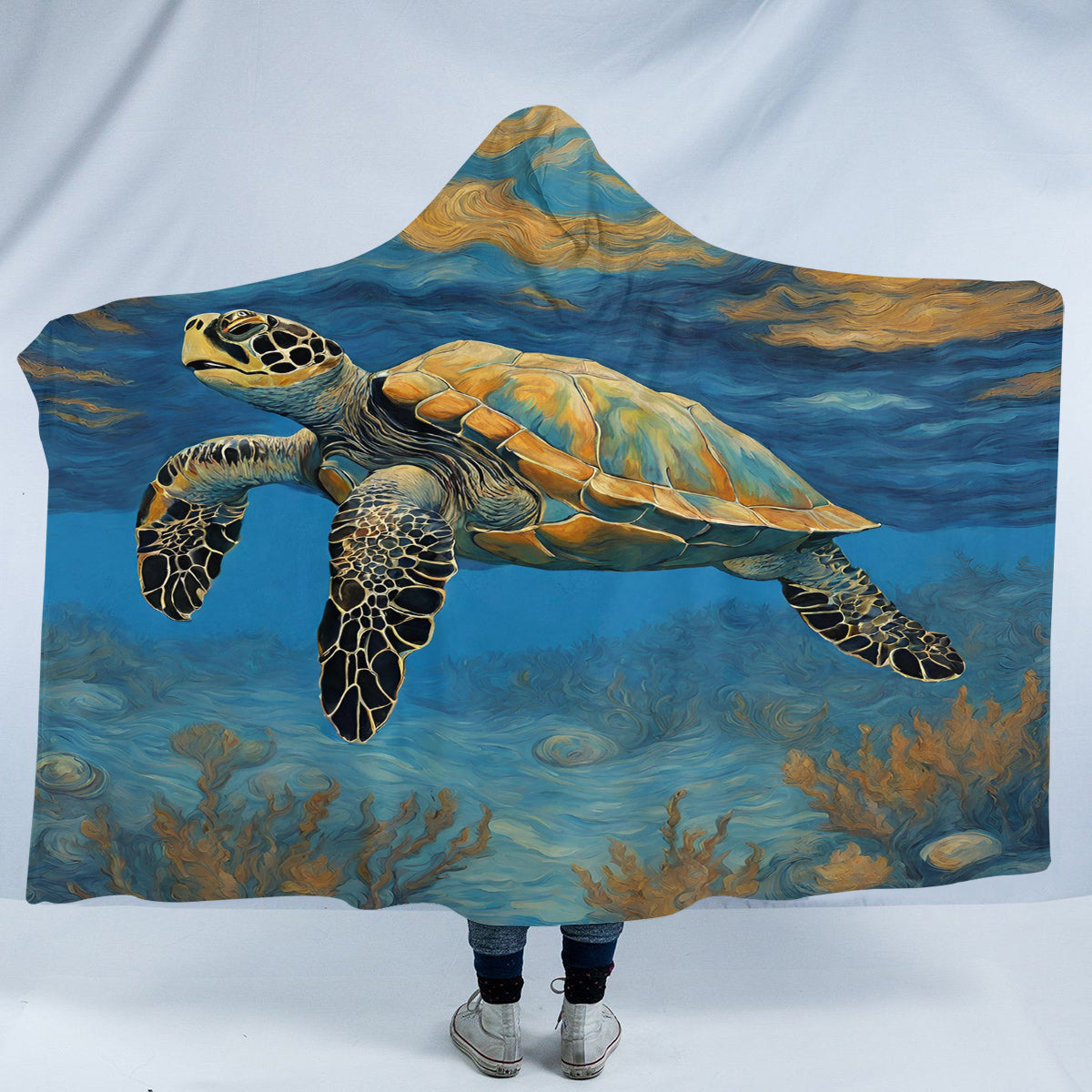 Sea Turtle Skies Hooded Blanket