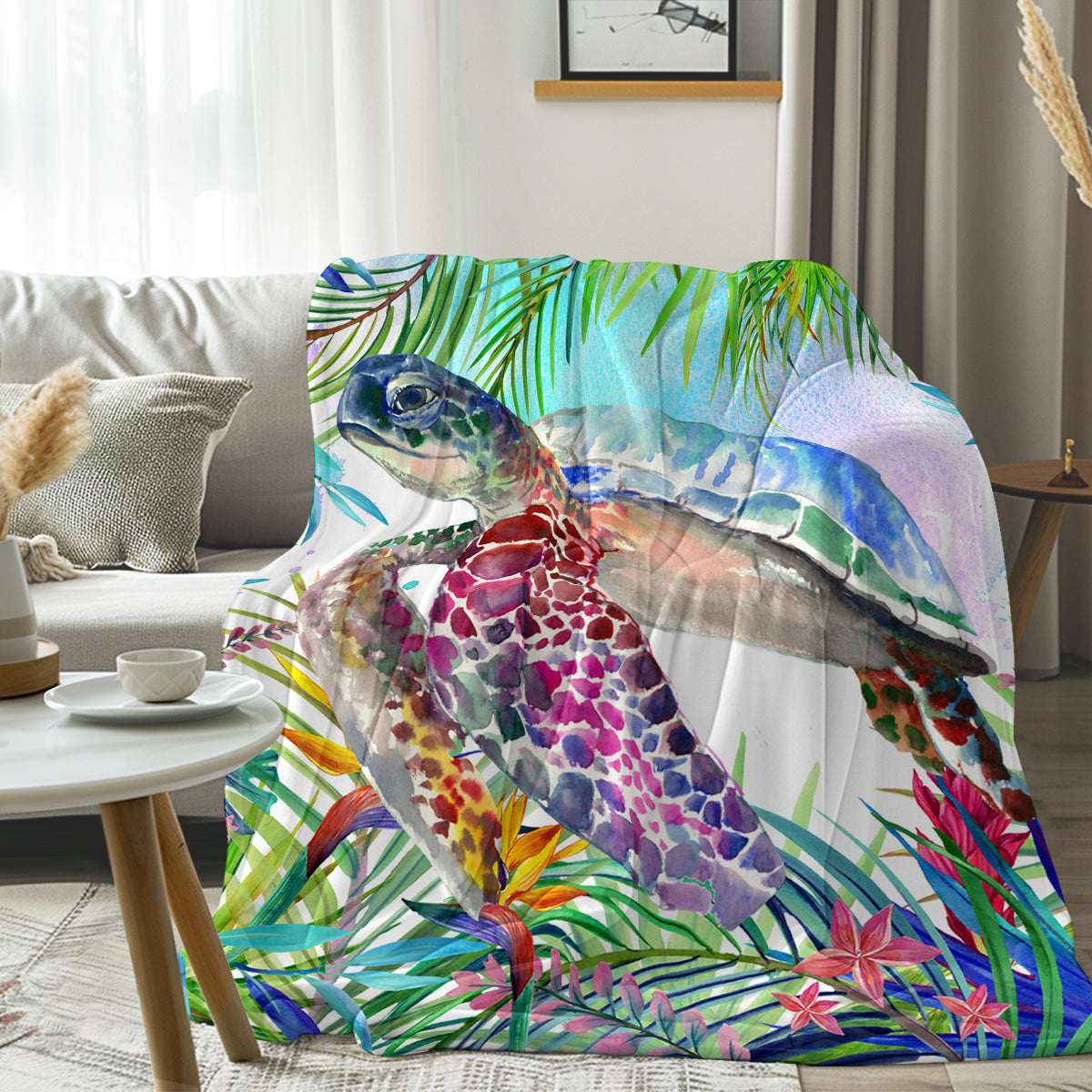 Flannel Blankets Sea Turtle Plush Blanket MDO Sea Turtle Fleece