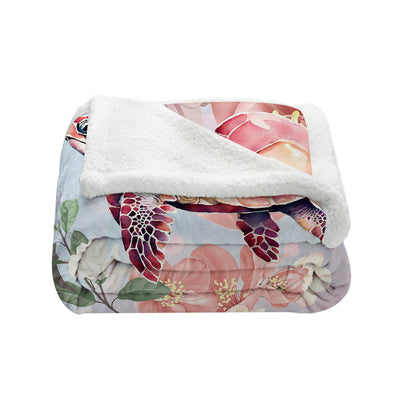 Sea Turtle Blossoms Soft Sherpa Blanket (Copy)