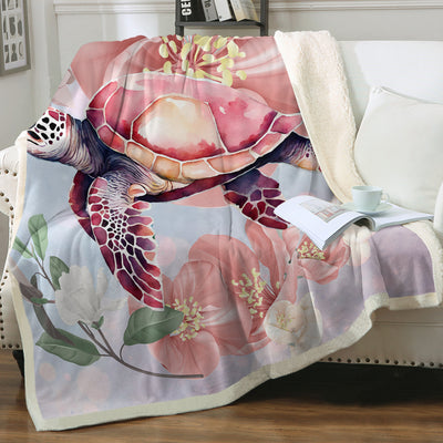 Sea Turtle Blossoms Soft Sherpa Blanket (Copy)