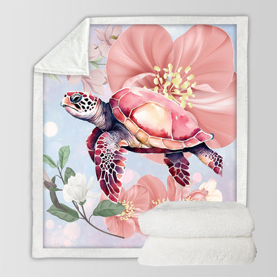 Sea Turtle Blossoms Bedspread Blanket