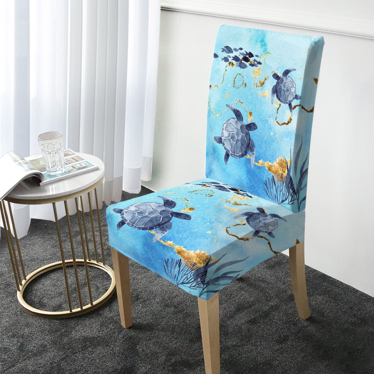 Golden Sea Turtle Bay Chair Cover
