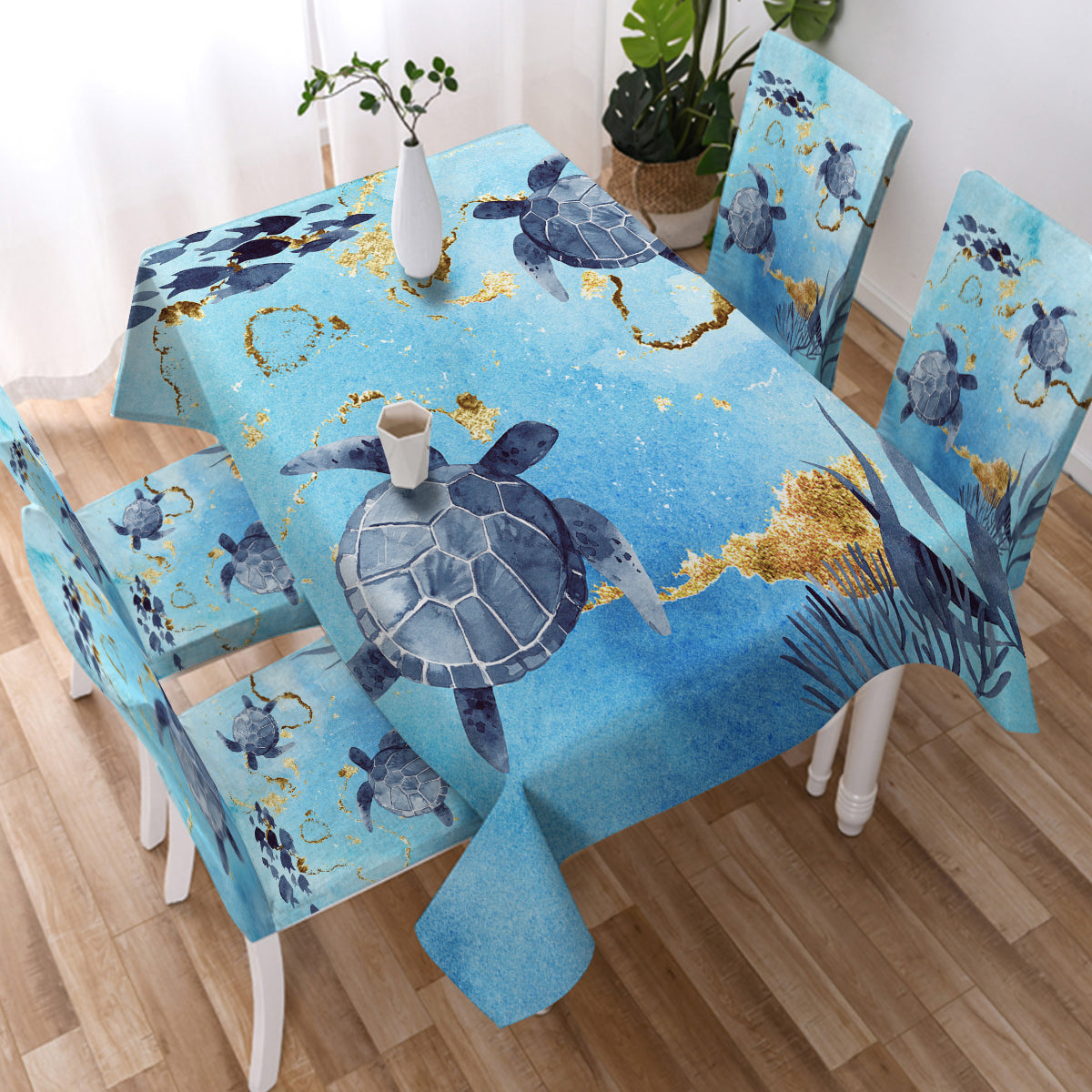 Golden Sea Turtle Bay Tablecloth