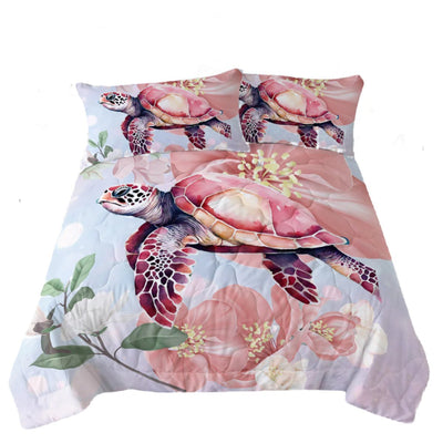 Sea Turtle Blossoms Comforter Set