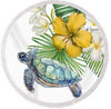 Sea Turtle & Flowers Round Beach Towel