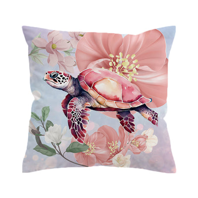 Sea Turtle Blossoms Pillow Cover