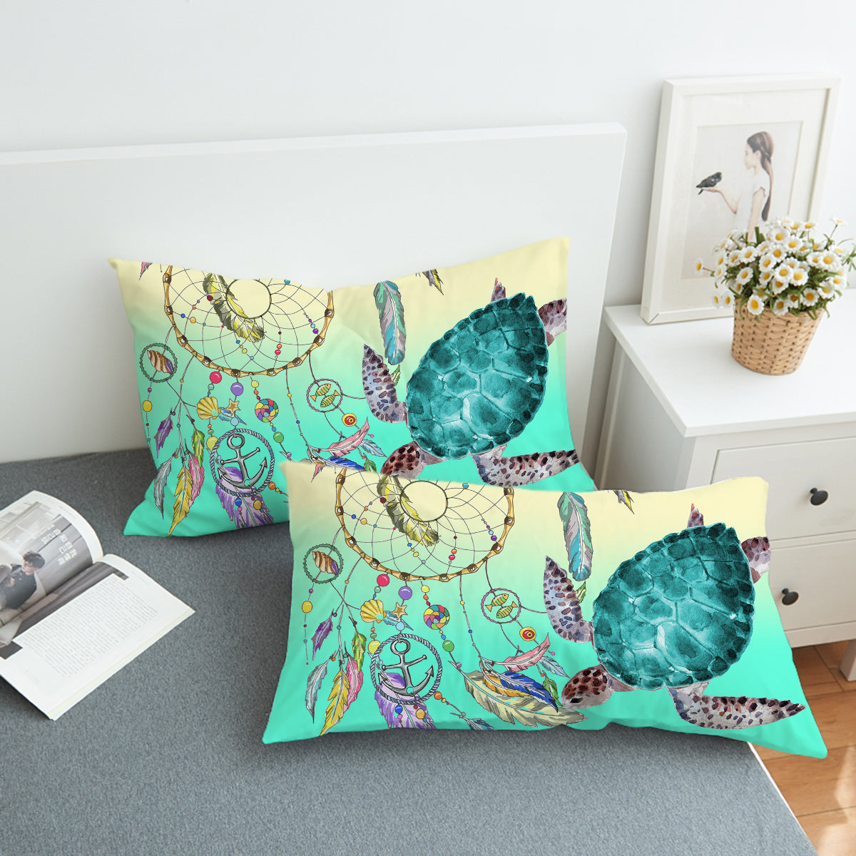 The Dreamcatcher and Sea Turtle Comforter with Shams and Pillow Cover