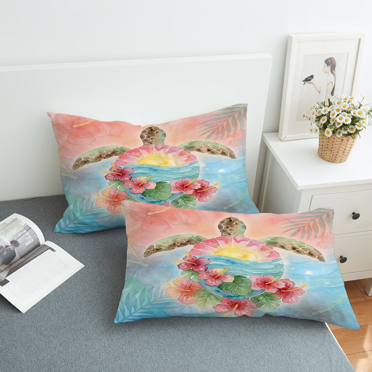 Sea Turtle Sunrise Pillow Sham