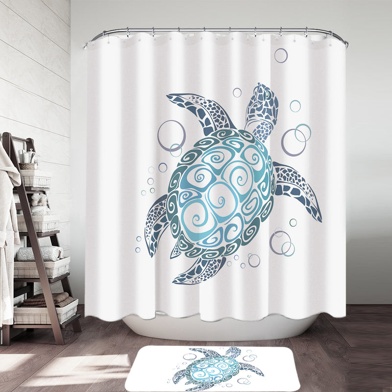 White Turtle Twist Shower Curtain