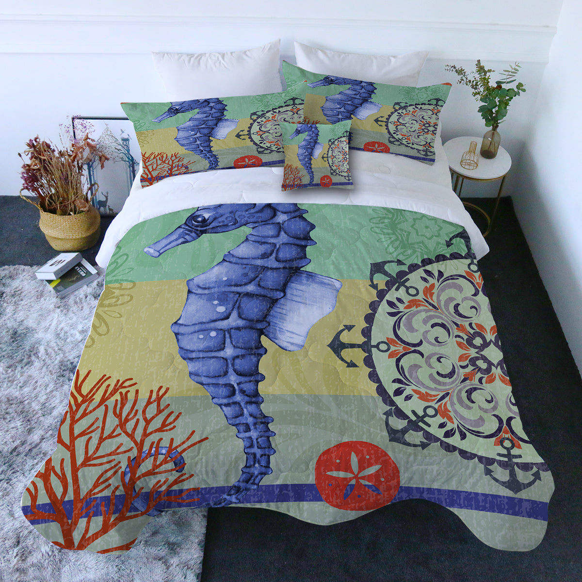 Seahorse Passion Comforter with Shams and Pillow Cover