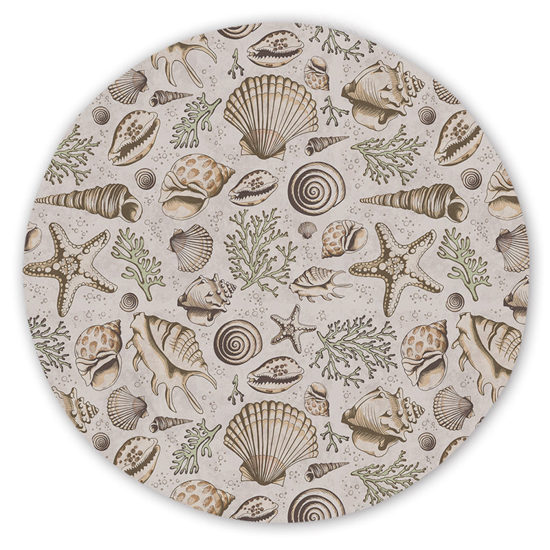 Brown Seashells Round Area Rug