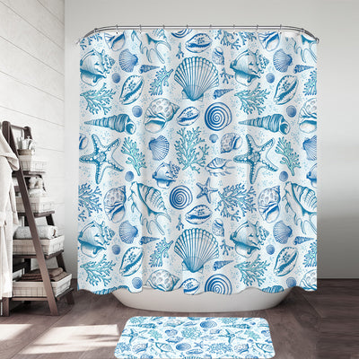 Blue Seashells Shower Curtain