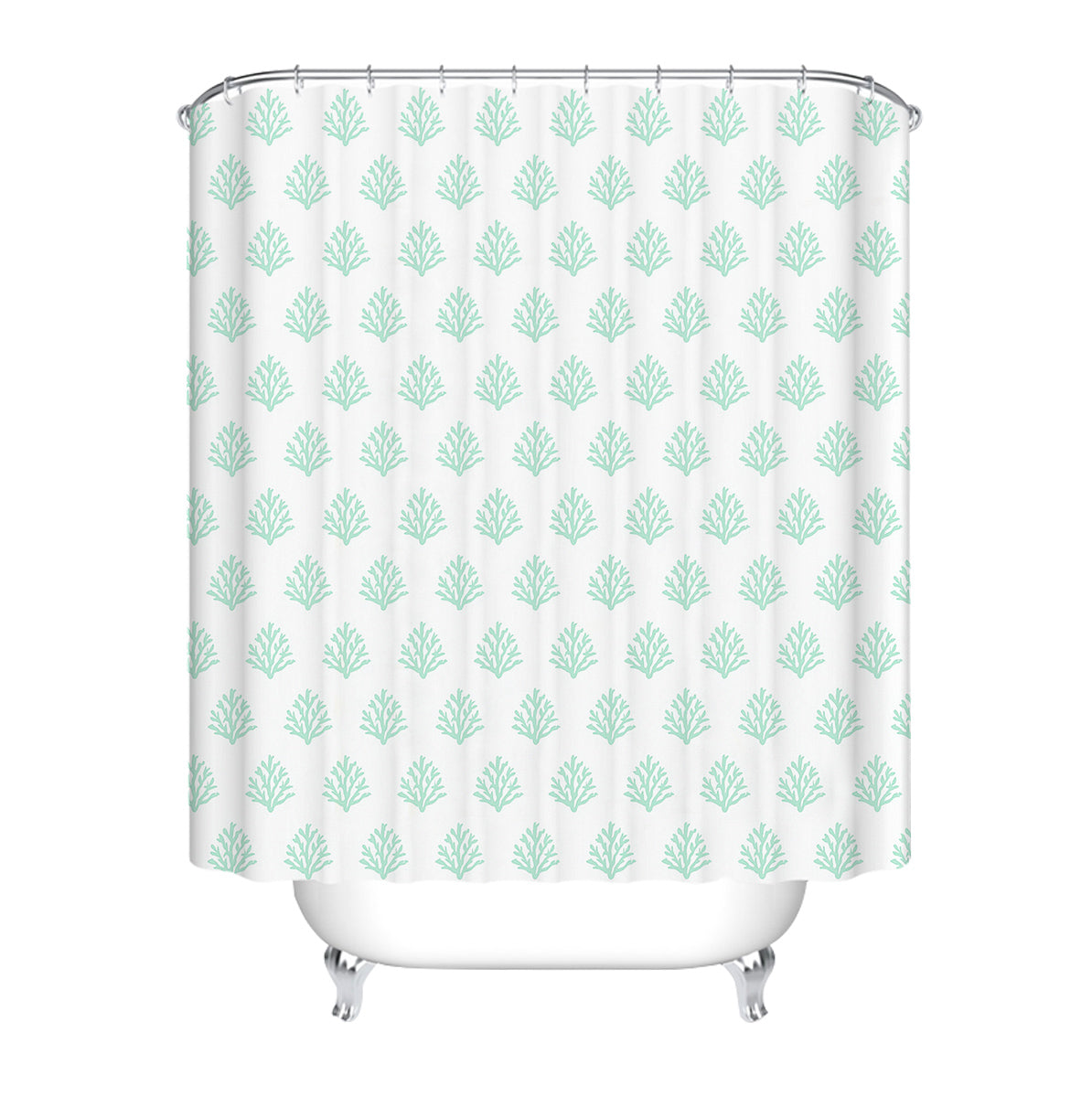 Coral Mint Shower Curtain