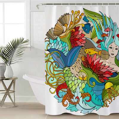 The Happy Mermaid Shower Curtain