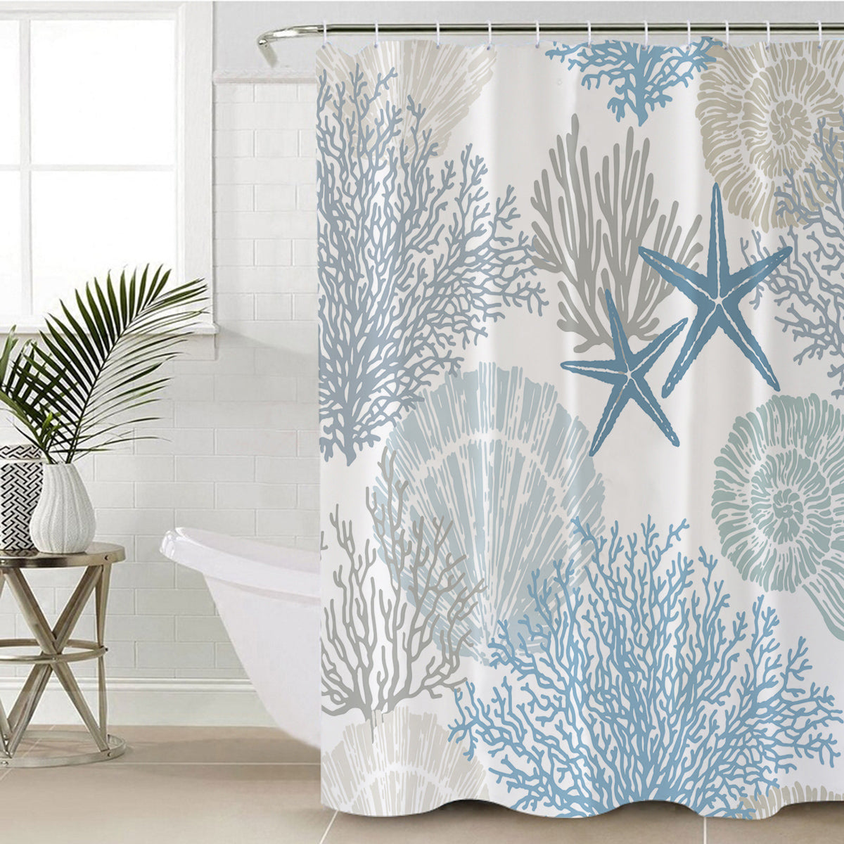 Coastal Coral Shower Curtain
