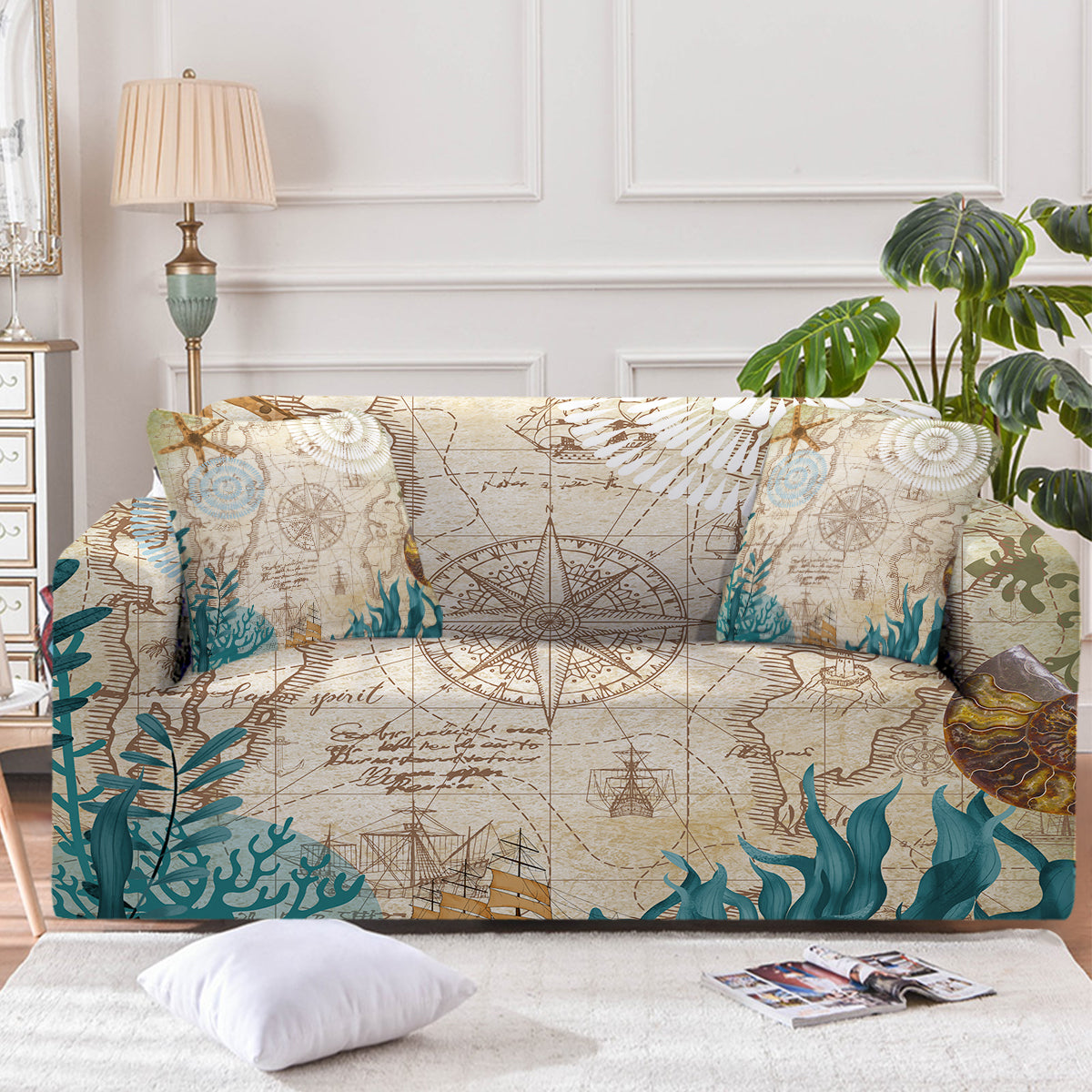 Nautical Chart Couch Cover