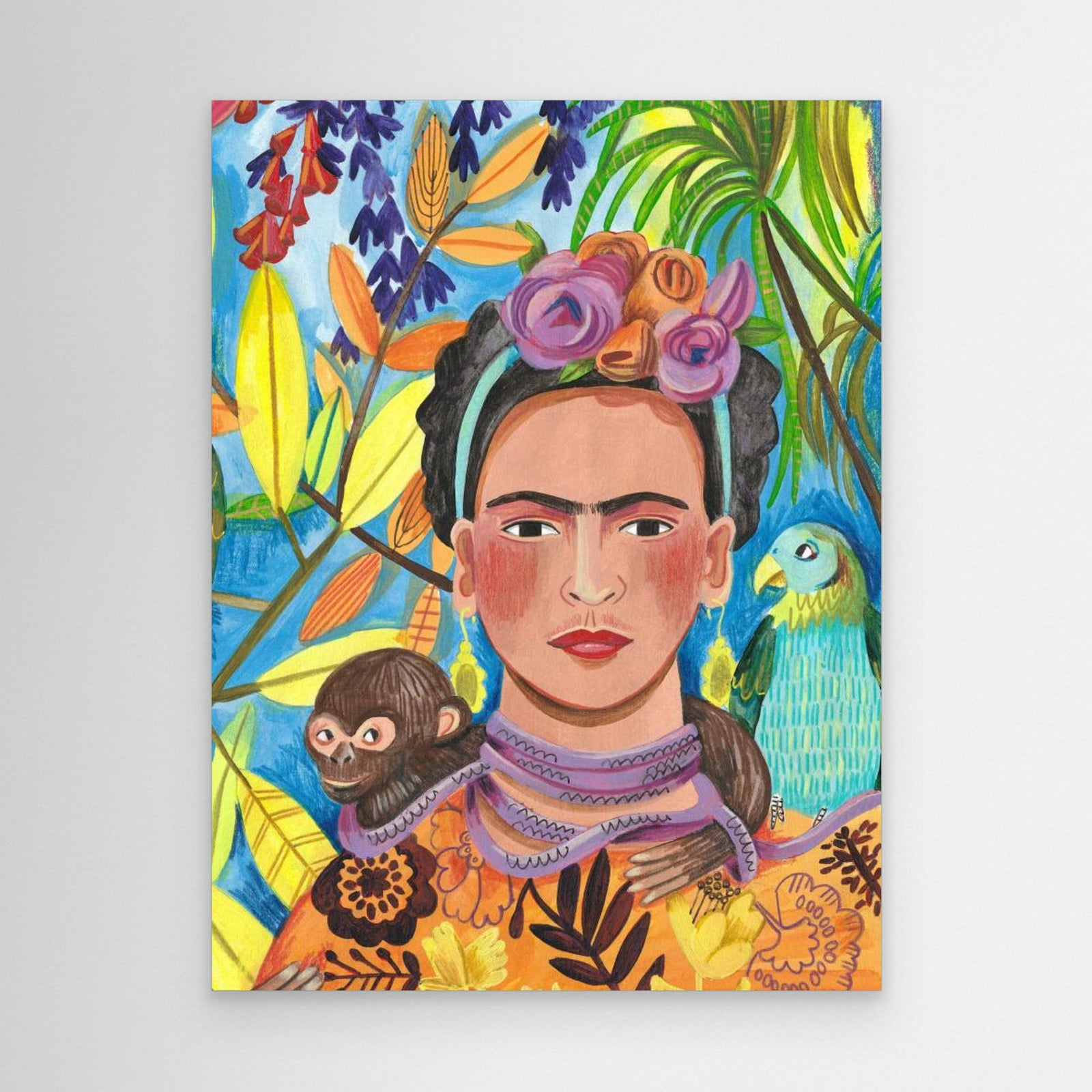Canvas Print - Frida and her Parrots by Caroline Bonne Müller