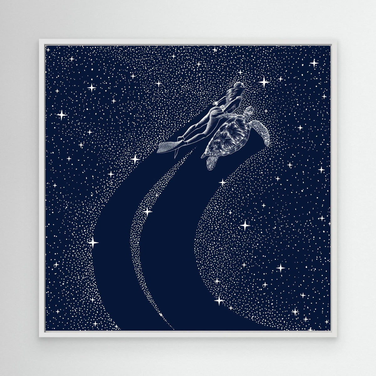 Canvas Print - Starry Turtle and Diver by Alirıza çakir