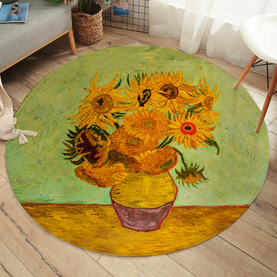 Van Gogh Sunflowers Round Area Rug