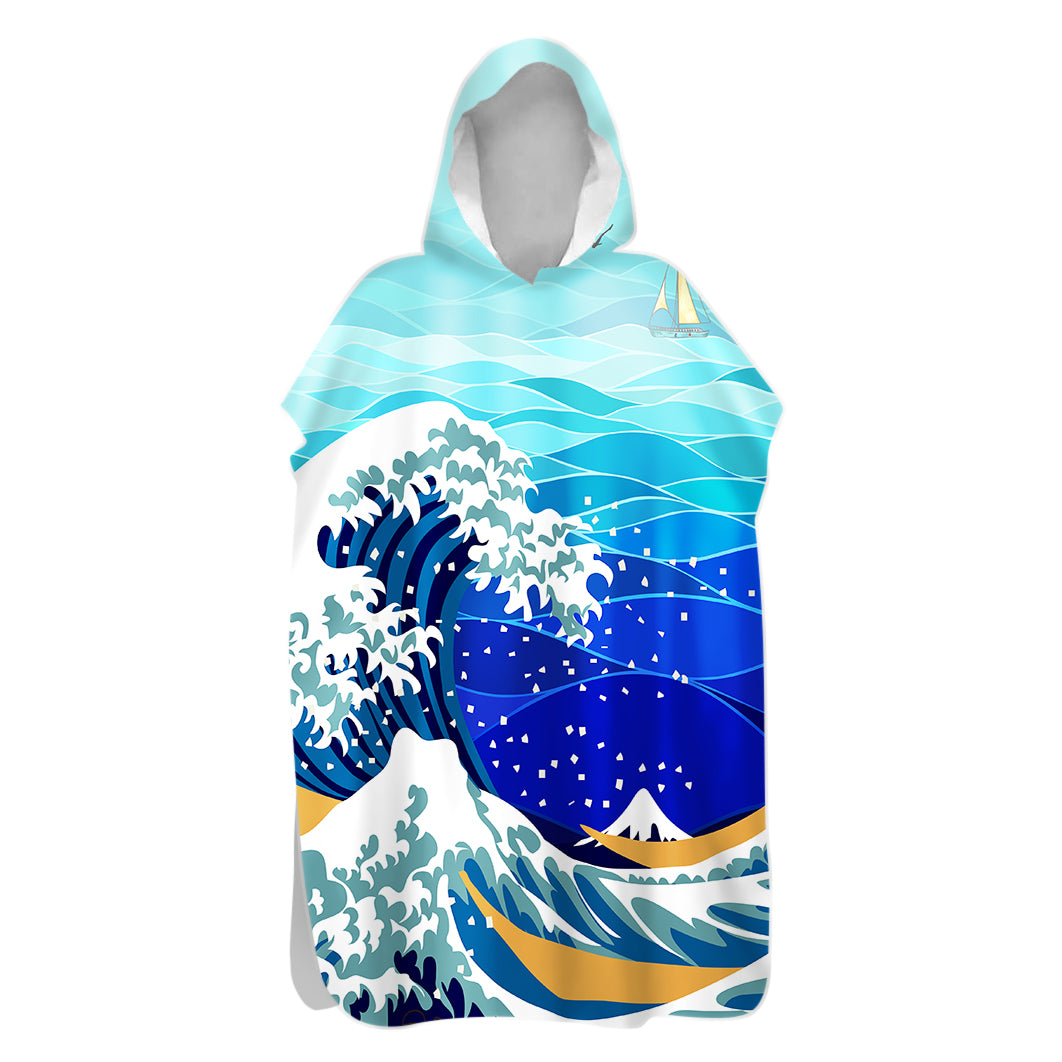 Great Wave Hooded Beach Poncho