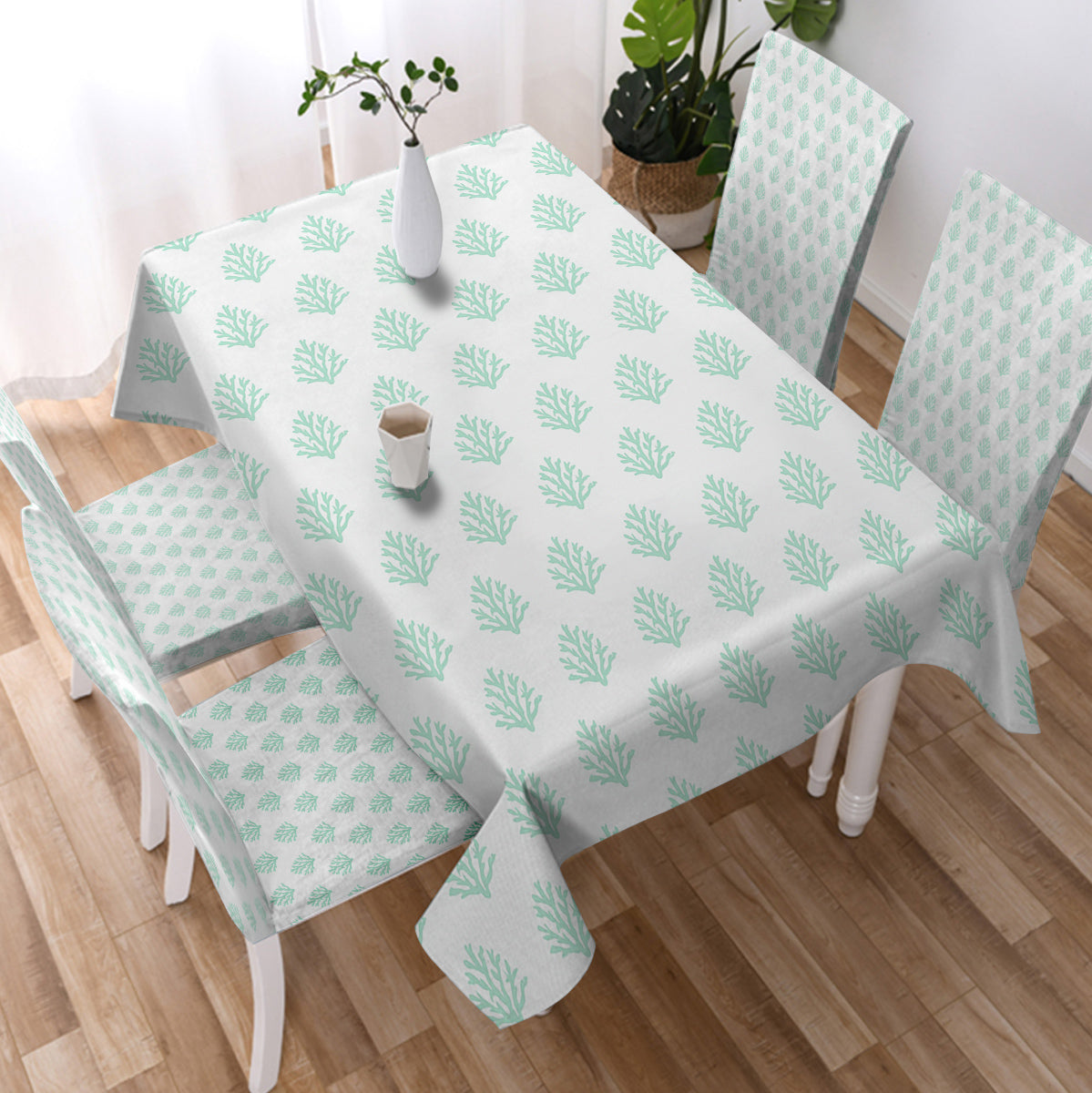 Coral Mint Tablecloth